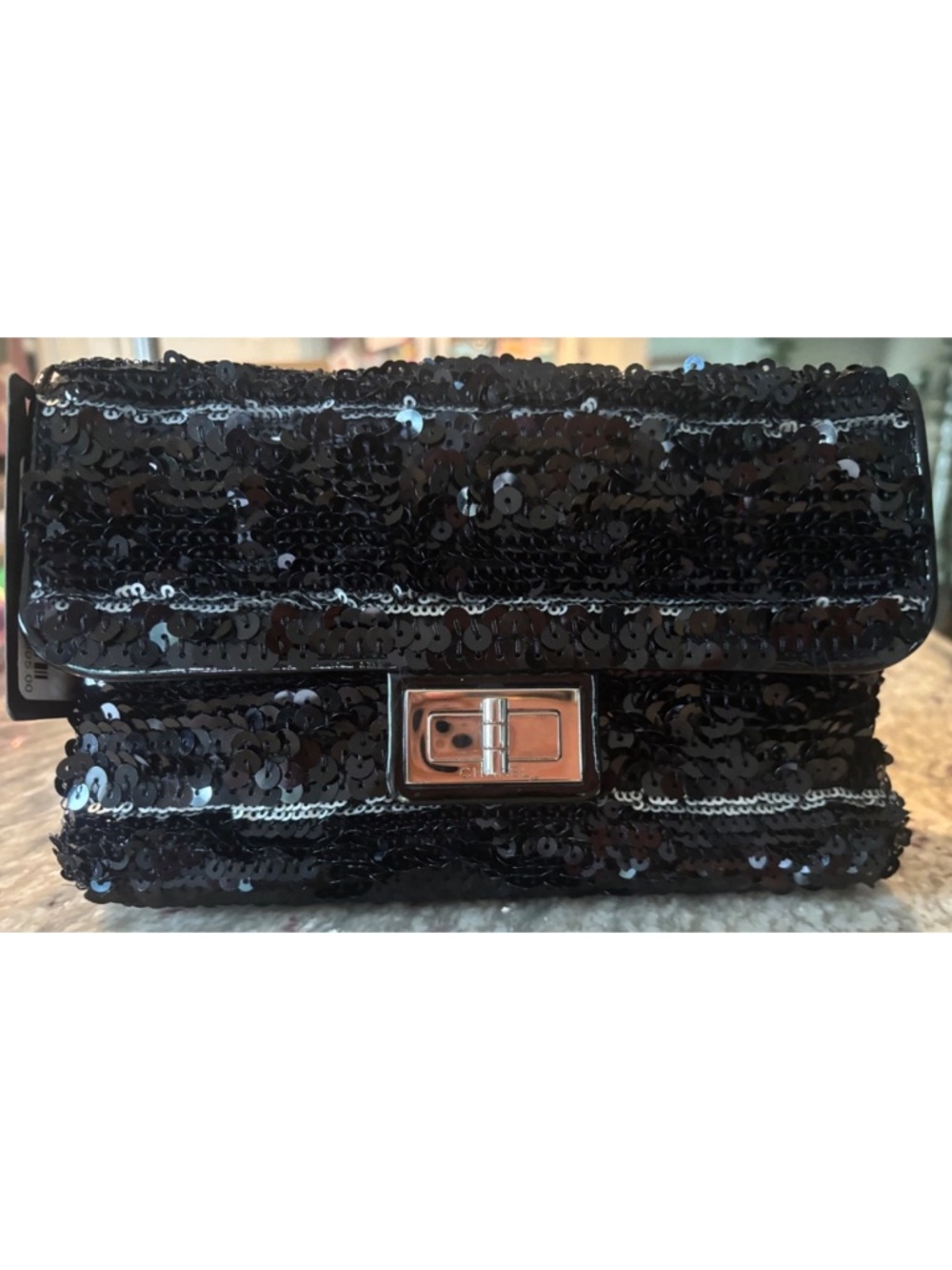CHANEL 2.55 Reissue Sequin Flap Bag Silver HW RARE AUTH